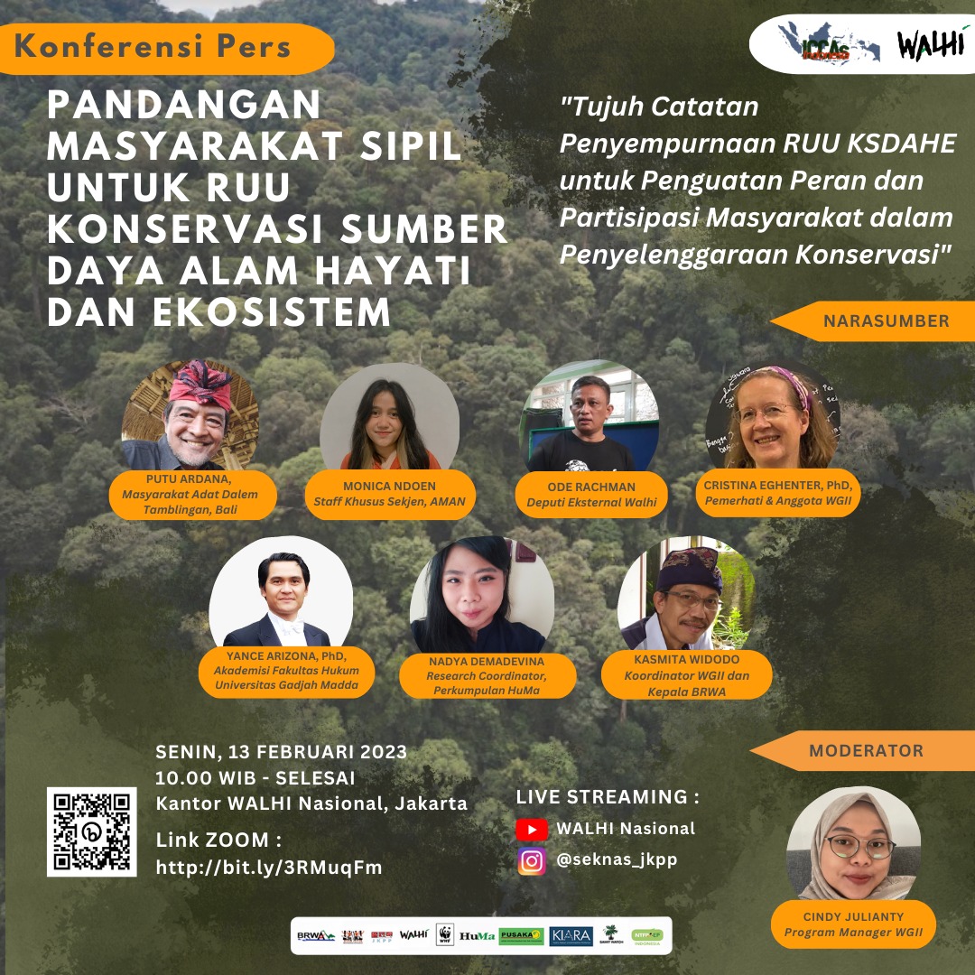 Working Group ICCAs Indonesia (WGII) Sampaikan Pandangan dan Catatan Penyempurnaan RUU Konservasi Sumberdaya Alam Hayati dan Ekosistemnya (RUU KSDAHE).